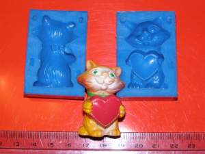 Силиконовый молд Кошечка с сердечком 3D